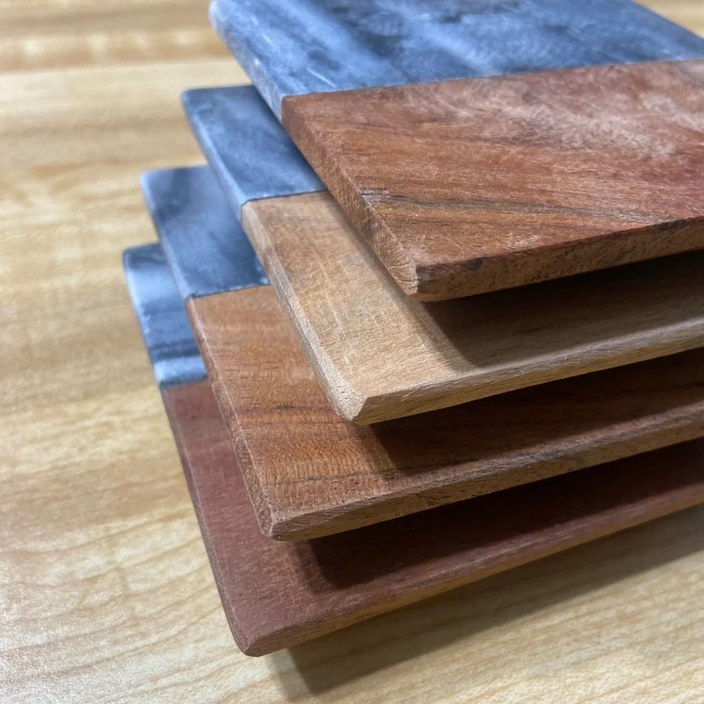 Wood and Marble Coasters Set